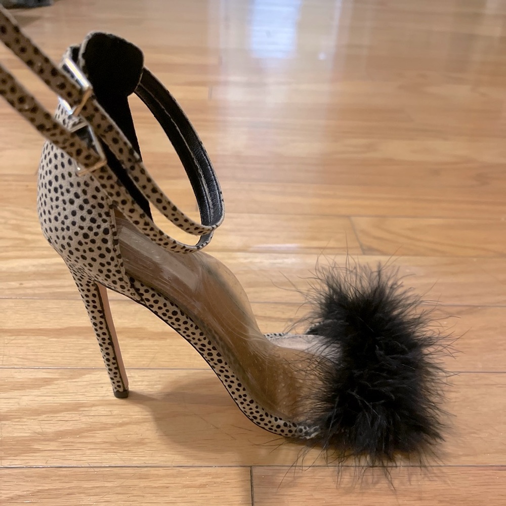 Top Shop leopard and feather heels size 39